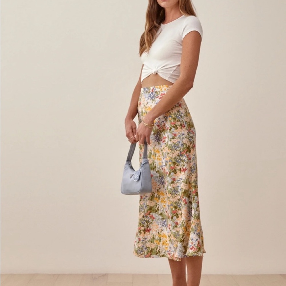 Reformation Floral Bea Midi Skirt Petite